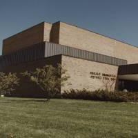 Exterior of the Alexander Calder Fine Arts Center, later named the Performing Arts Center, ca. 1972.